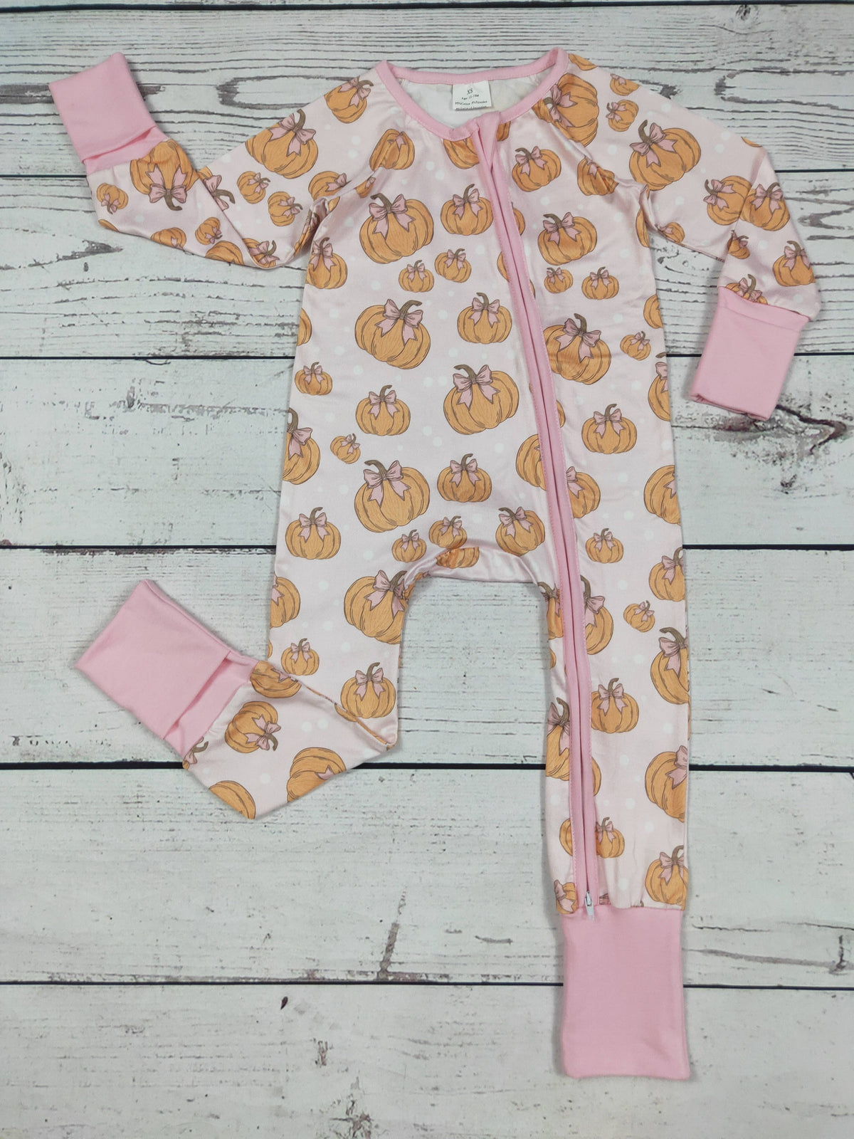 Pumpkin Bow Printed Baby Zipper Sleeper