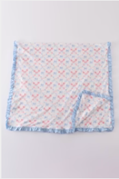 Blue Bow and Lattice Print Blanket