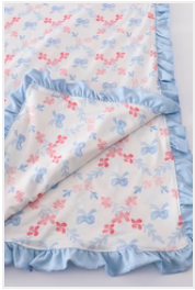 Blue Bow and Lattice Print Blanket