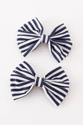 Navy Striped Bow