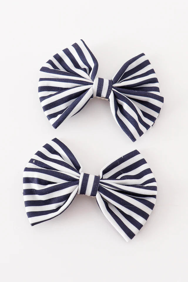 Navy Striped Bow